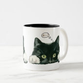 魚おもしろい骨コーヒーマグ白黒 ツートーンマグカップ (正面右)