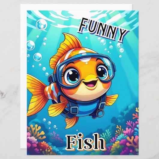 魚おもしろい | かわいいマンガの子どもの子供部屋アート (正面/裏面)