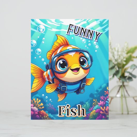 魚おもしろい | かわいいマンガの子どもの子供部屋アート (スタンド正面)