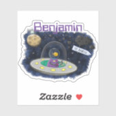 魚おもしろいUFO宇宙船マンガイラストレーション シール (シート)