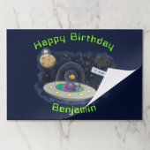 魚おもしろいUFO宇宙船マンガイラストレーション ペーパーパッド (折り畳み)