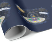 魚おもしろいUFO宇宙船マンガイラストレーション ラッピングペーパー (ロールコーナー)