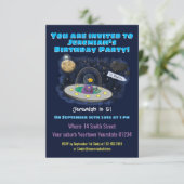 魚おもしろいUFO宇宙船マンガイラストレーション 招待状 (スタンド正面)