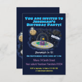 魚おもしろいUFO宇宙船マンガイラストレーション 招待状 (正面/裏面)