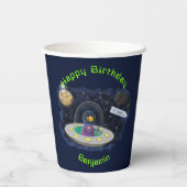 魚おもしろいUFO宇宙船マンガイラストレーション 紙コップ (裏面)