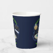 魚おもしろいUFO宇宙船マンガイラストレーション 紙コップ (左)