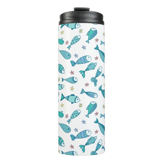魚およびヒトデが付いているパターン タンブラー (正面)