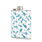 魚およびヒトデが付いているパターン フラスク (左)