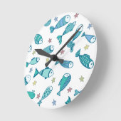 魚およびヒトデが付いているパターン ラウンド壁時計 (傾斜)