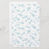 魚およびヒトデが付いているパターン 便箋 (正面/裏面)