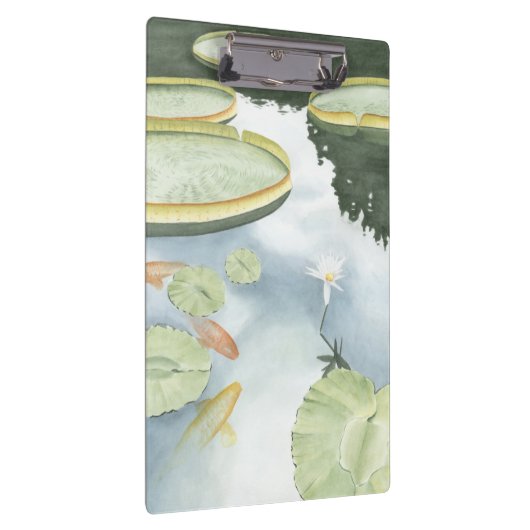 魚およびユリとのコイの池の反射 クリップボード (右)