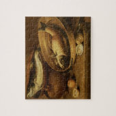 魚およびレモンの静物画 ジグソーパズル (縦)