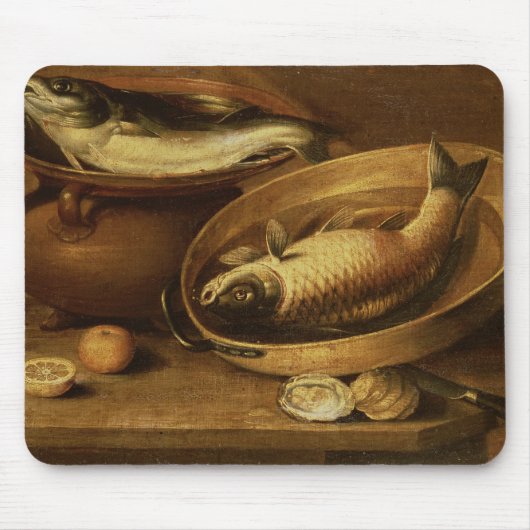 魚およびレモンの静物画 マウスパッド (正面)