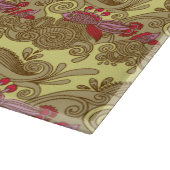 魚および波が付いているパターン カッティングボード (角)