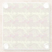 魚および波が付いているパターン ガラスコースター (裏面)