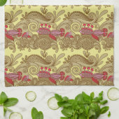 魚および波が付いているパターン キッチンタオル (折り畳み)