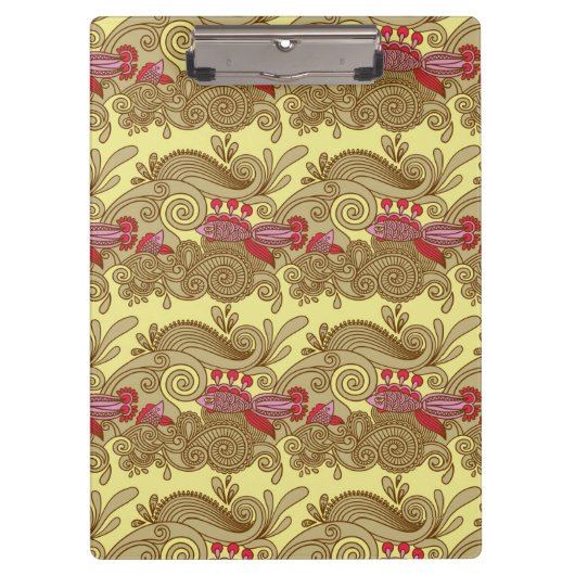 魚および波が付いているパターン クリップボード (正面)