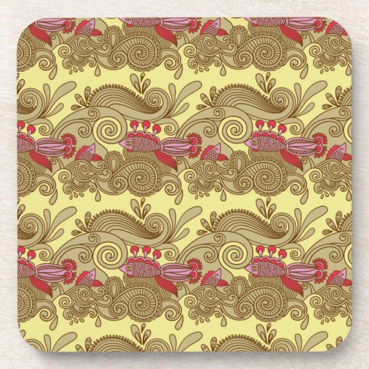 魚および波が付いているパターン コースター (正面)