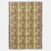 魚および波が付いているパターン スローブランケット (正面縦)