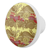 魚および波が付いているパターン セラミックノブ (右)