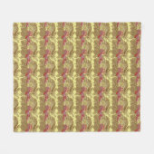 魚および波が付いているパターン フリースブランケット (正面(横))