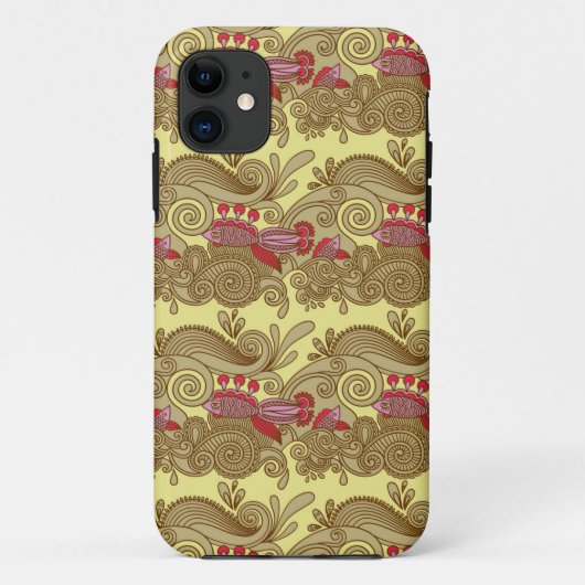 魚および波が付いているパターン Case-Mate iPhoneケース (裏面)