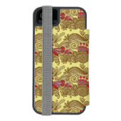 魚および波が付いているパターン INCIPIO iPhoneウォレットケース (フォリオ裏面)