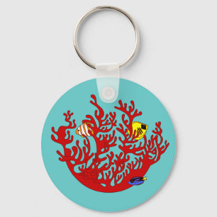 魚および珊瑚の落書きの芸術Keychain キーホルダー