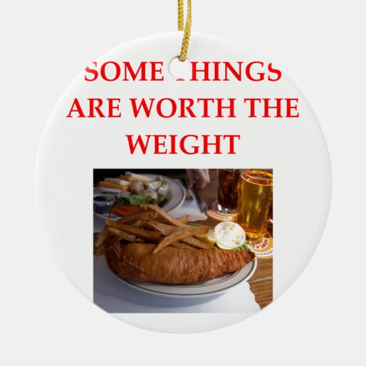 魚および破片 セラミックオーナメント (正面)