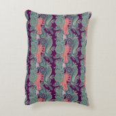 魚および紫色の波が付いているパターン アクセントクッション (裏面(縦))