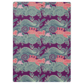 魚および紫色の波が付いているパターン クリップボード (裏面)