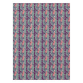 魚および紫色の波が付いているパターン テーブルクロス (正面)