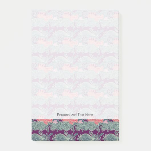 魚および紫色の波が付いているパターン ポストイット (正面)