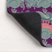 魚および紫色の波が付いているパターン マウスパッド (コーナー)