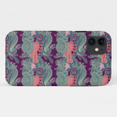 魚および紫色の波が付いているパターン Case-Mate iPhoneケース (裏面(横))