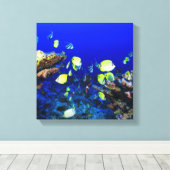 魚かわいらし珊瑚礁 キャンバスプリント (インサイチュ (ウッドフロア))