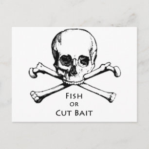 「魚かカットベイト」ジョリーロジャー海賊ロゴ ポストカード