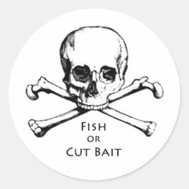 「魚かカットベイト」ジョリーロジャー海賊ロゴ ラウンドシール