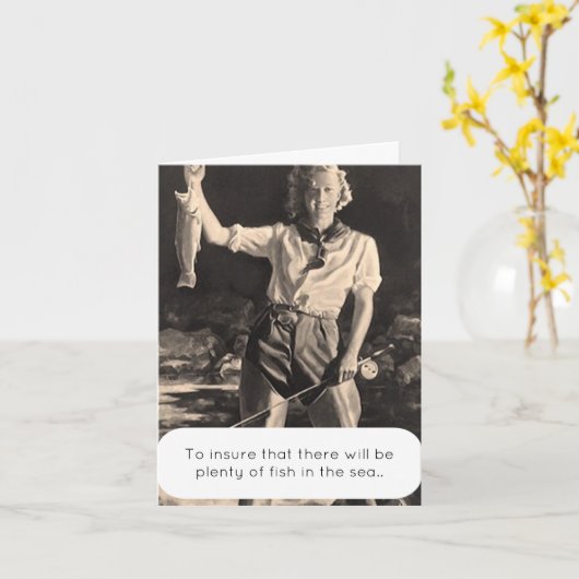 魚がたくさん捕まって、かわいいおもしろいを放つ カード (黄色い花)