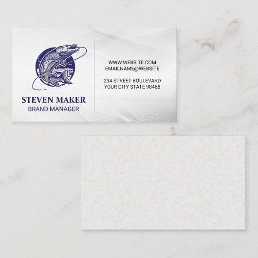 魚がオンラインでキャッチされたロゴ 名刺 (正面/裏面)