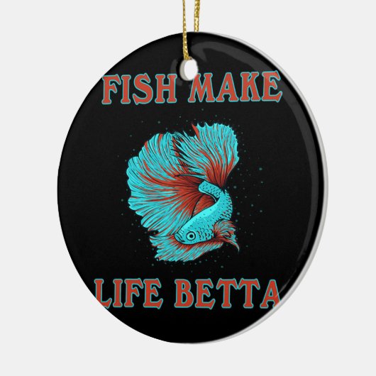 魚がシャムの戦う魚おもしろいの間で命を作る セラミックオーナメント (左)