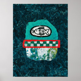 魚がポスターウォールアートを売り込む ポスター