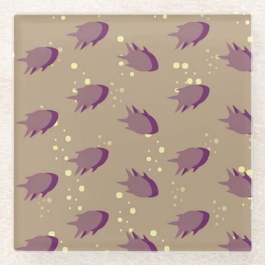魚が付いているパターン ガラスコースター (正面)