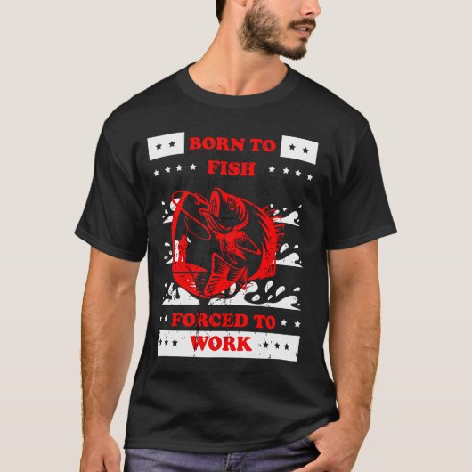 魚が好きでたまらないのに働かざるを得ない Tシャツ (正面)