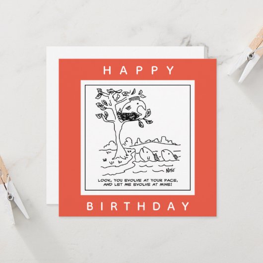 魚が木の漫画に散らかっている カード (正面/裏面インサイチュ)