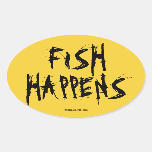 魚が来る 楕円形シール (正面)