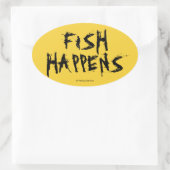 魚が来る 楕円形シール (バッグ)