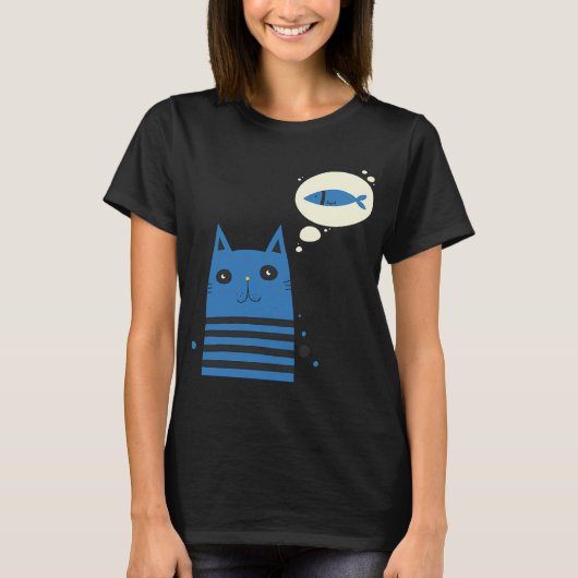 魚が気になる青猫 Tシャツ (正面)