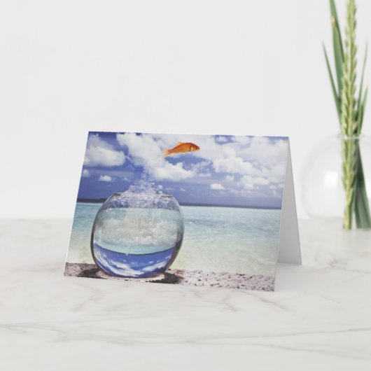 魚が水槽から飛び跳ねる カード (正面)