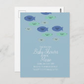 魚が泳ぐ水族館のベビーシャワー ポストカード (正面/裏面)